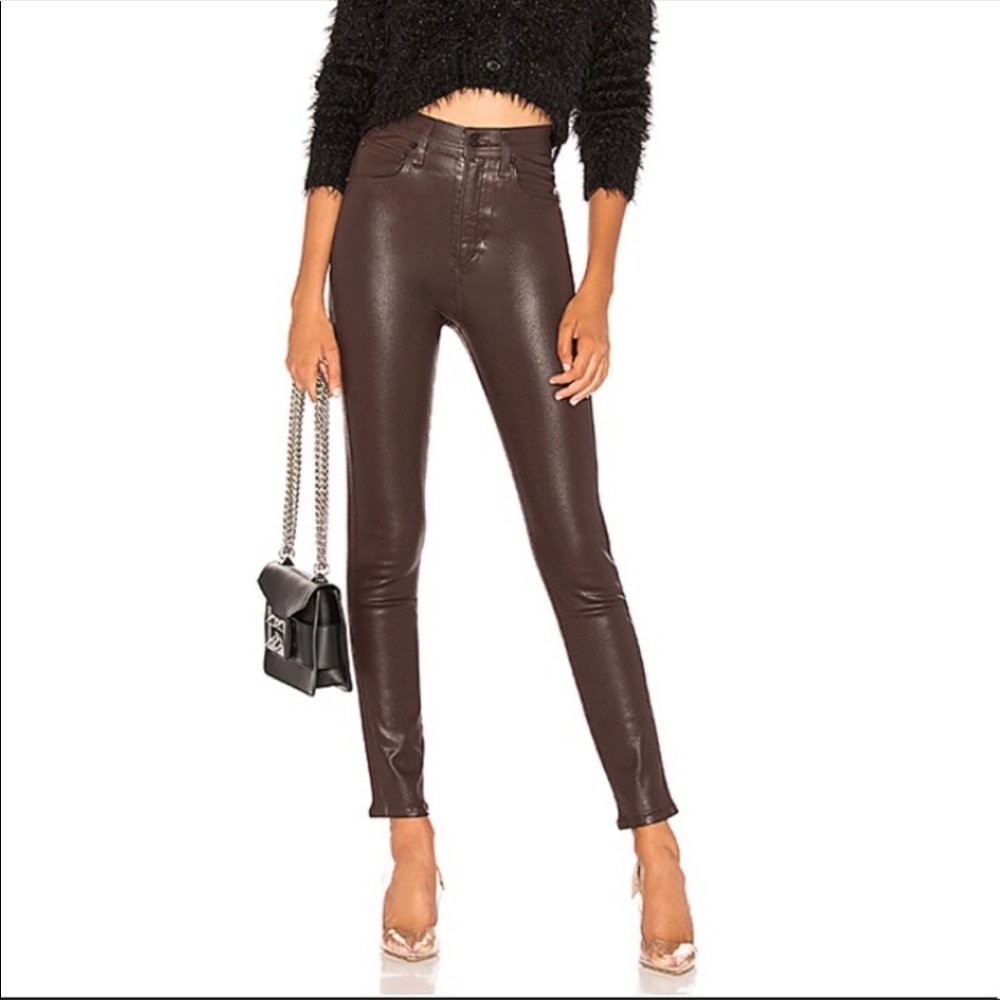 Agolde Roxanne Leatherette Burgundy Jeans Revolve